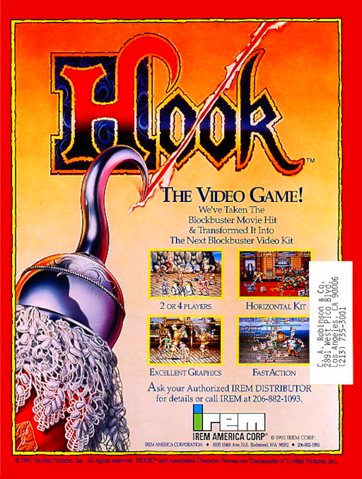Hook (US) Arcade Game Cover